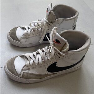 Nike Blazer Mid 77 White High-Top Sneakers with Black Swoosh